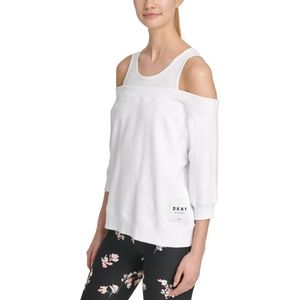 DKNY Sport Cold Shoulder Fitness Pullover Top